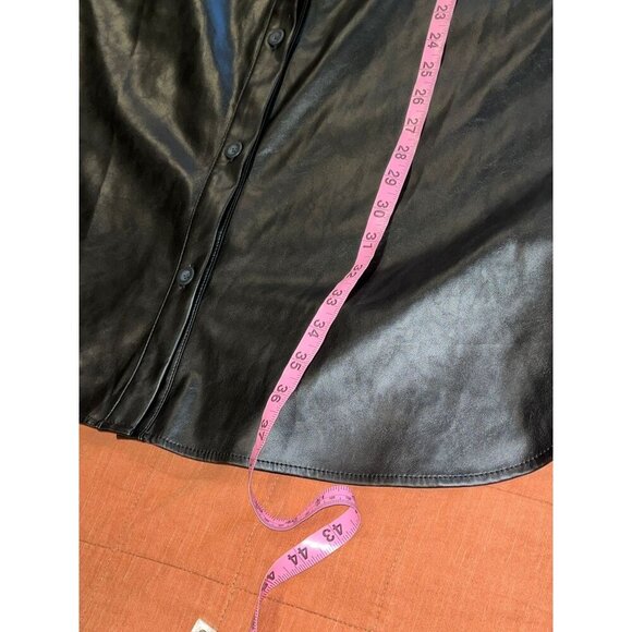 NWT Gap Black Puff Sleeve Faux-Leather Mini Shirtdress Women sixe XXL - Picture 6 of 8
